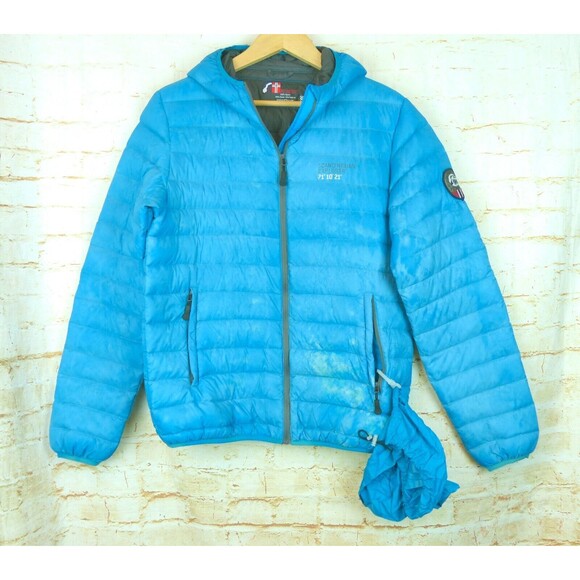 Scandinavian Explorer Down Jacket Women S Blue Ultra Light Quilted Puffer Hoodie - Picture 3 of 14
